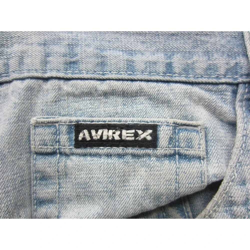 Avirex Mens Denim Shorts Light Wash Blue Cotton Relaxed Fit Size 34 RN113487